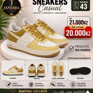 Sapatilha casual branca com medalhão dourado