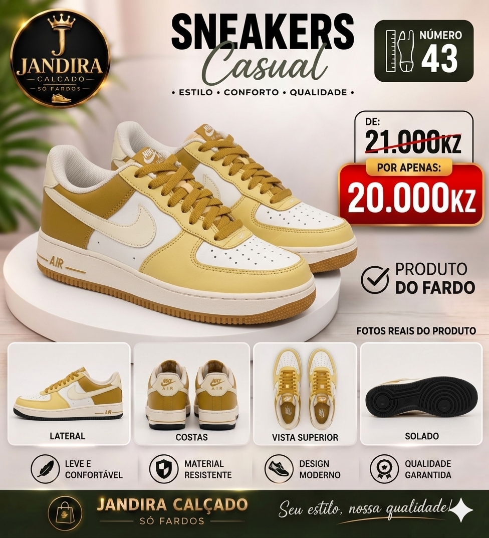 Sapatilha casual branca com medalhão dourado